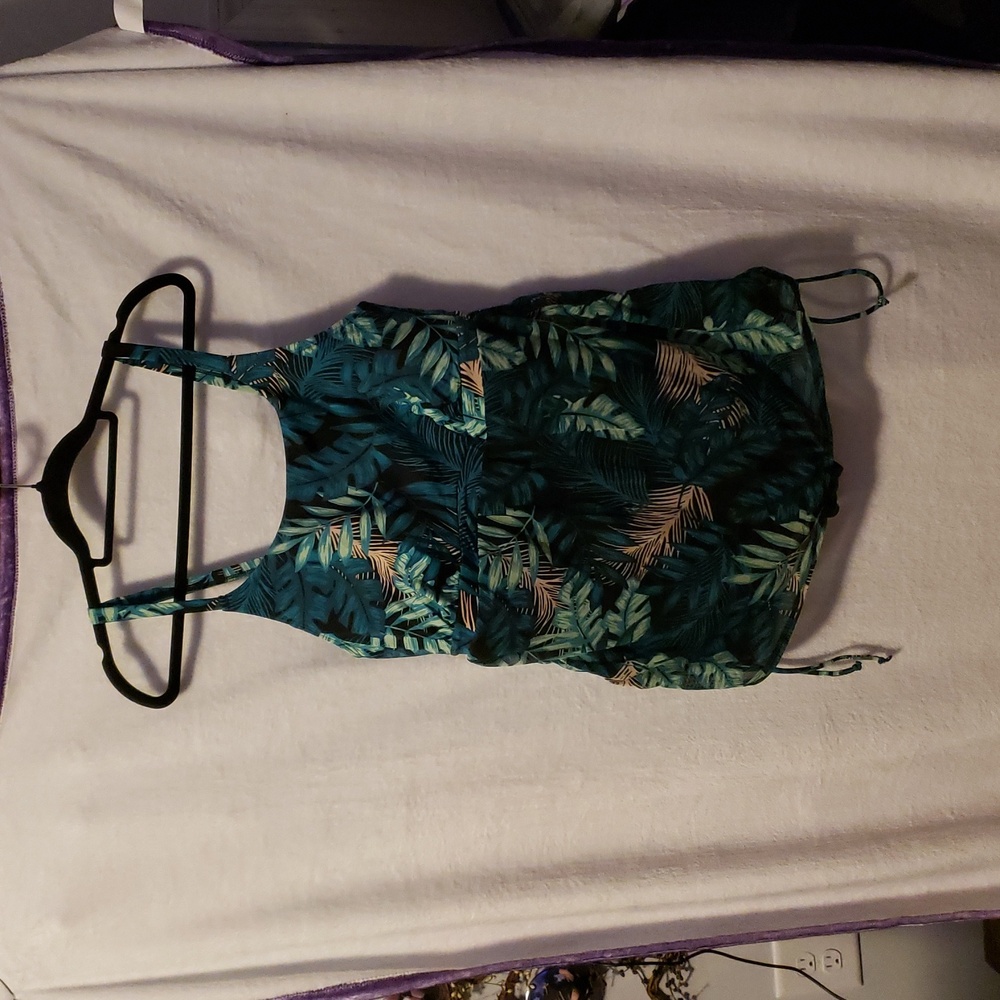 Tropical Leaf Print Bathing Suit